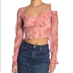 Abound Patterned Pink Smock Crop Top